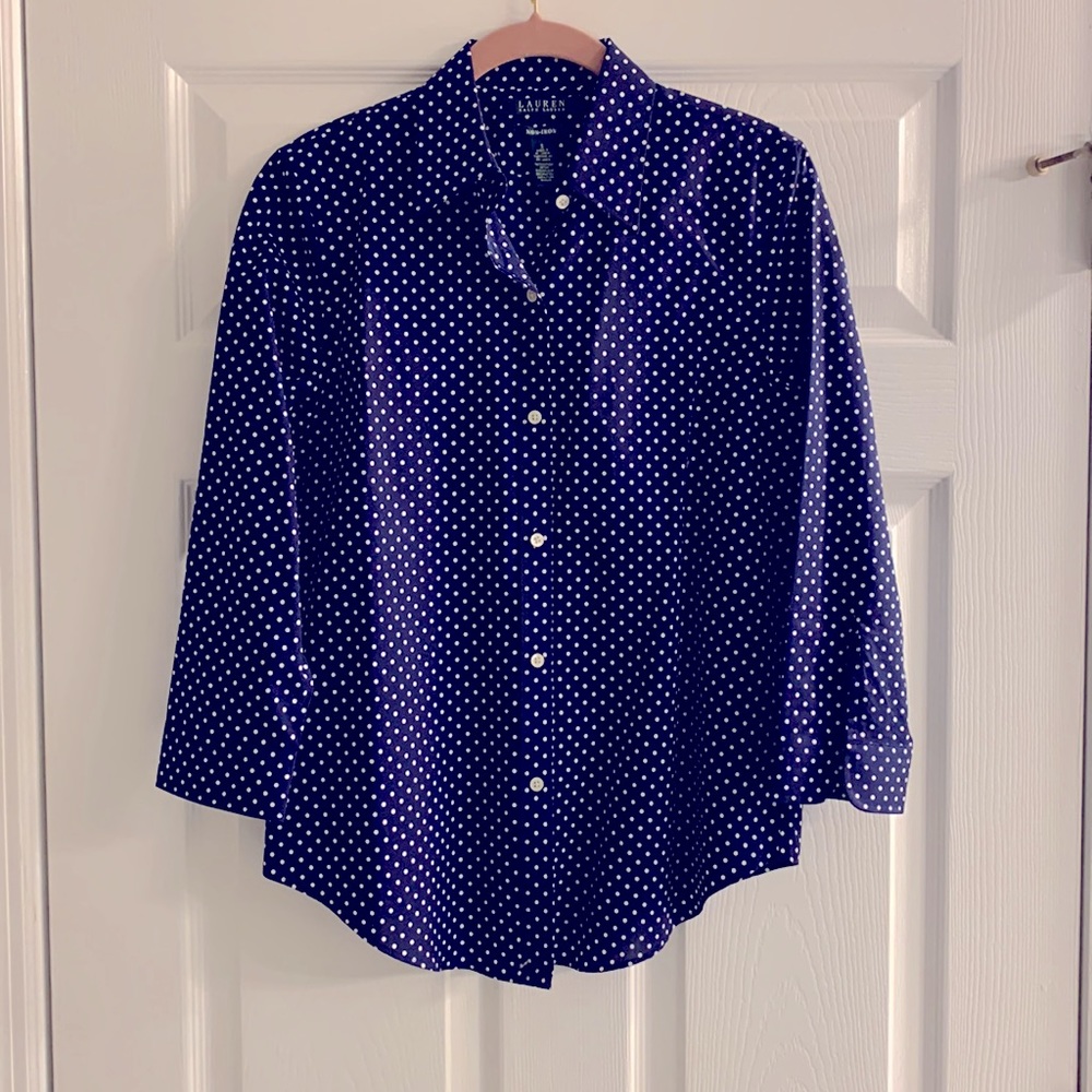 Ralph Lauren Polka Dot 3/4 sleeve Blouse